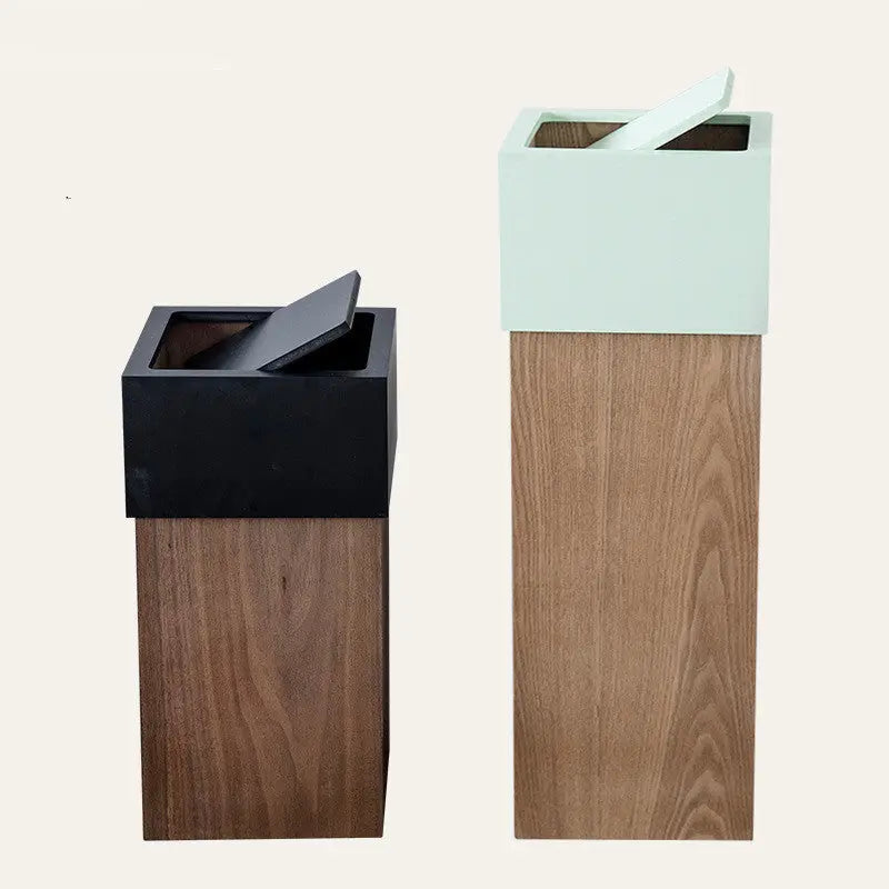New Products Nordic Style Wooden Trash Can Large Household Creative Living Room Bedroom B & B Hotel Paper Basket SwiftShop